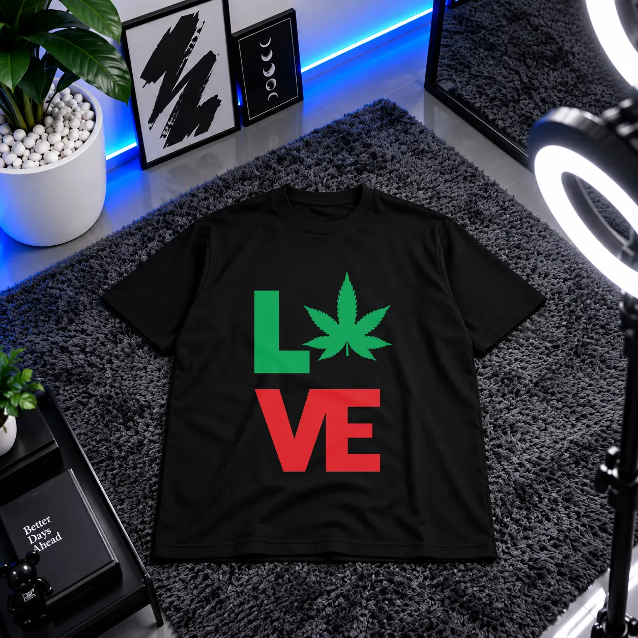 تیشرت کانابیس طرح Love Weed کد 23268