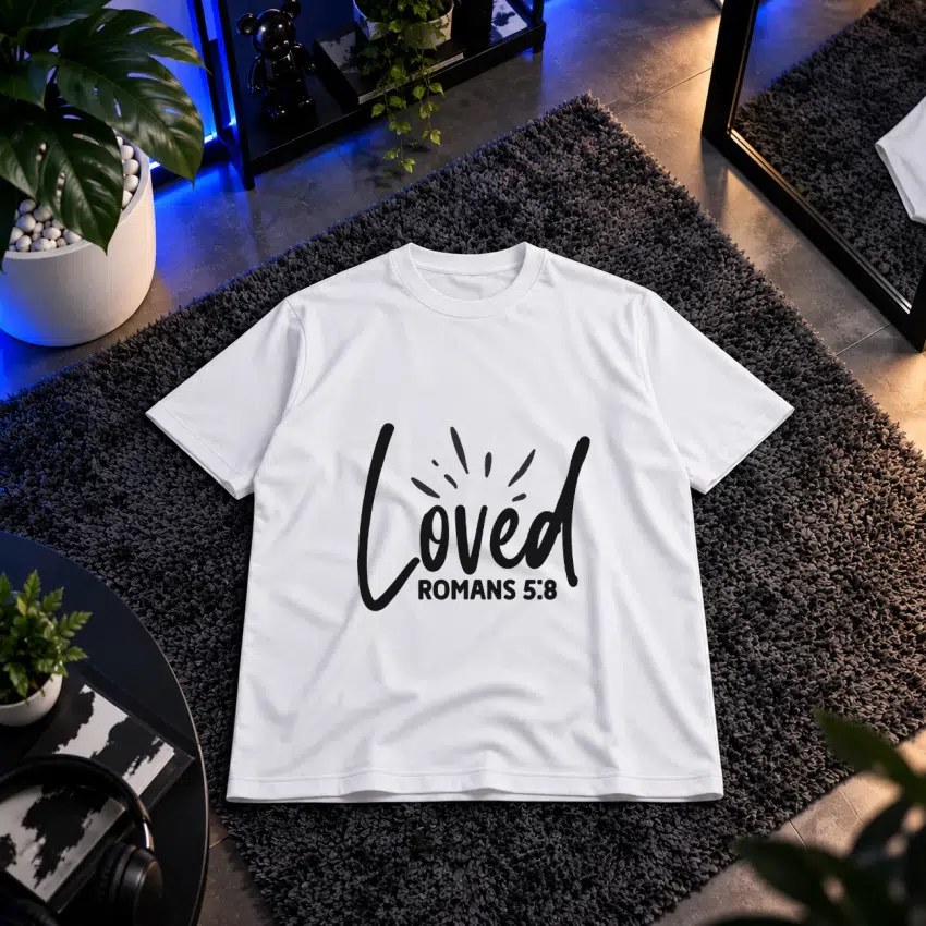 تیشرت تایپوگرافی مذهبی طرح Loved Romans 5:8