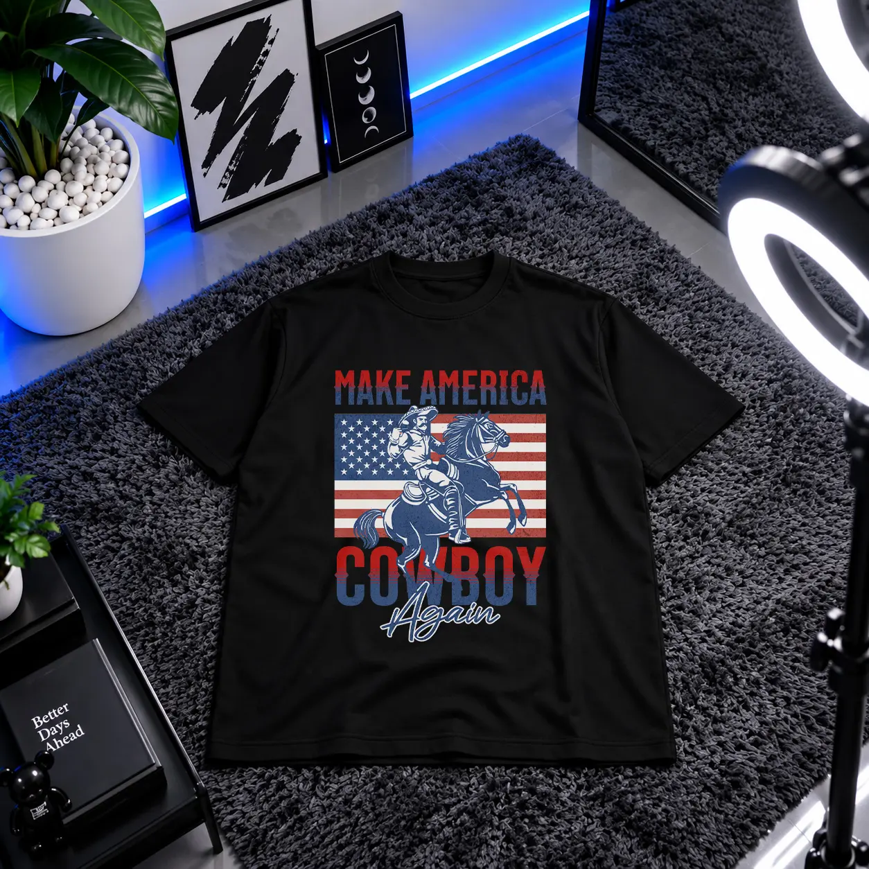 تیشرت کابوی طرح Make America Cowboy Again کد 23534