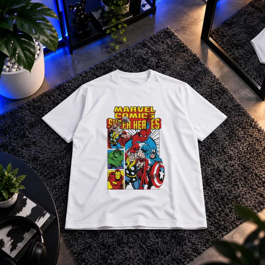 تیشرت مارول طرح قهرمانان کمیک (Marvel Heroes) کد 23584