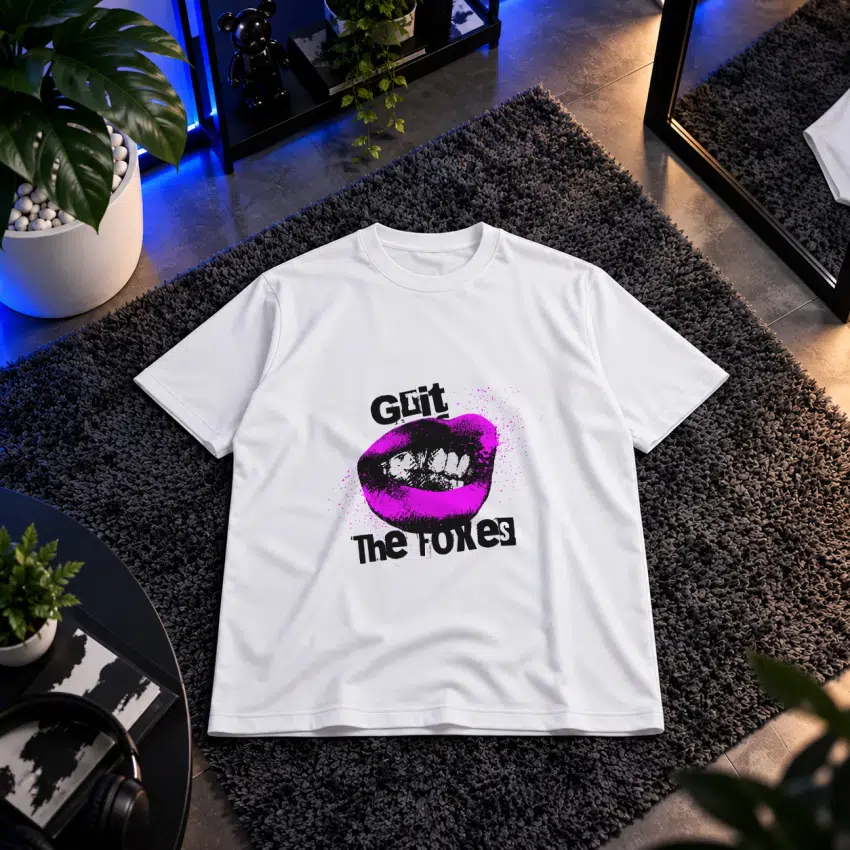 تیشرت گرافیتی طرح لب و نوشته Get the Fokes