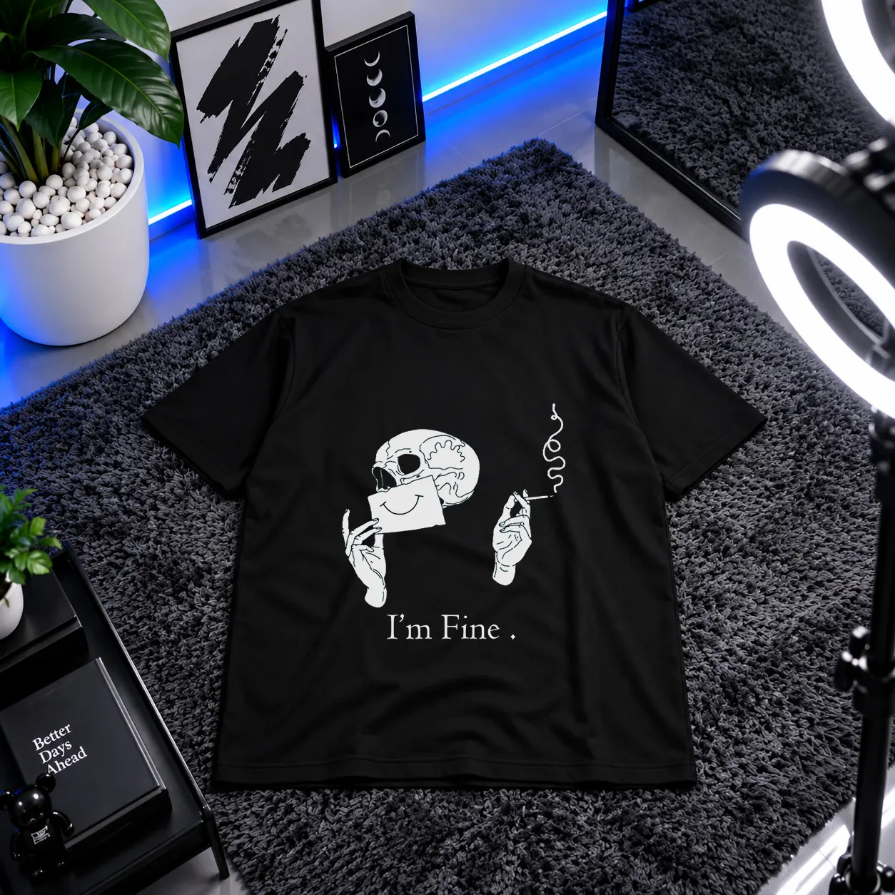 تیشرت جمجمه طرح I'm Fine کد 24062
