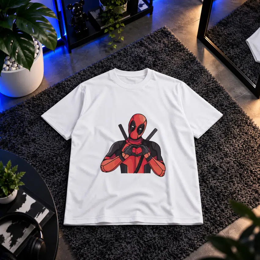 تیشرت ددپول طرح قلب با دست کارتونی (Deadpool)