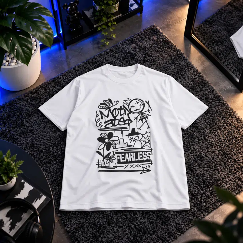 تیشرت انگیزشی طرح گرافیتی نترس (Fearless)