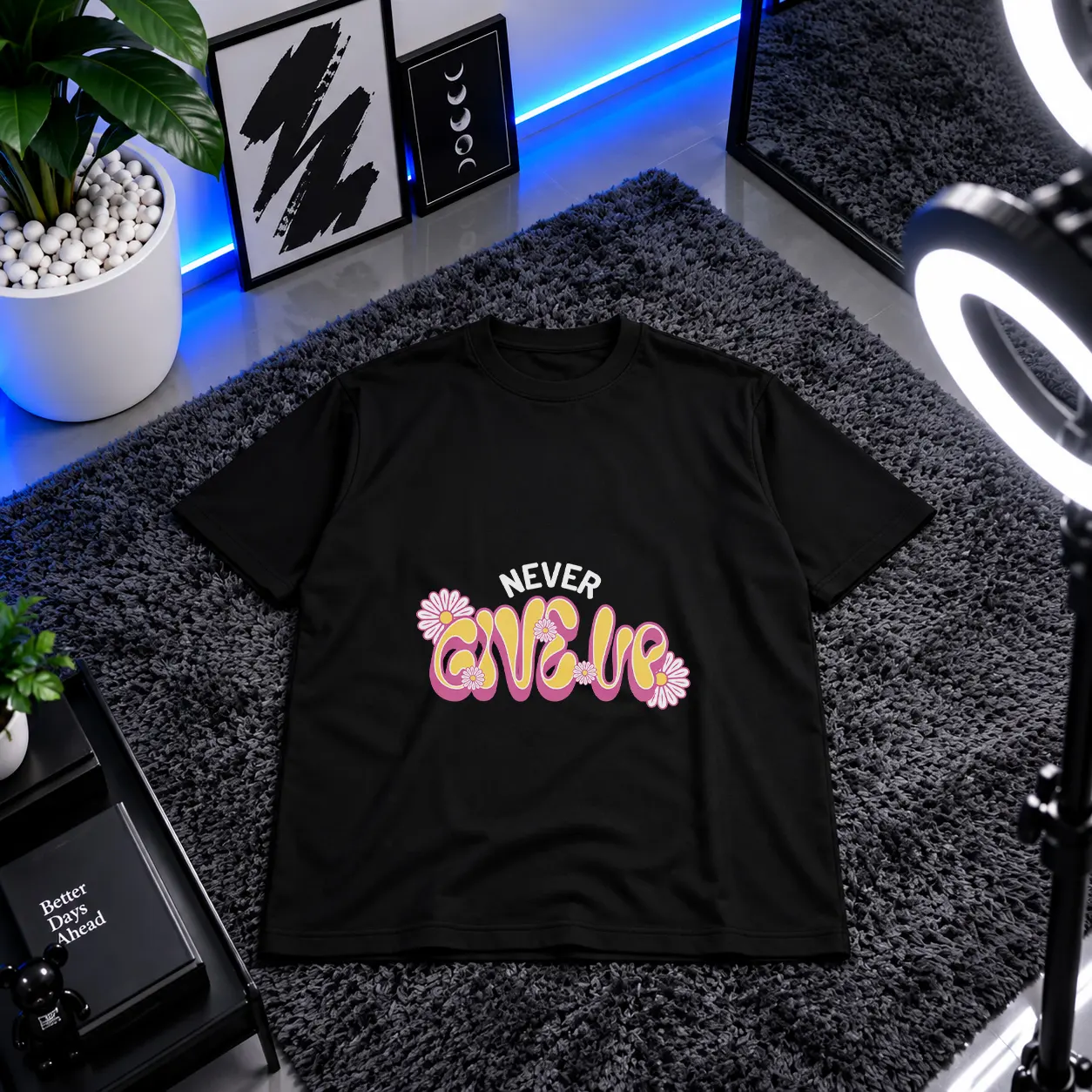 تیشرت انگیزشی طرح Never Give Up کد 24639