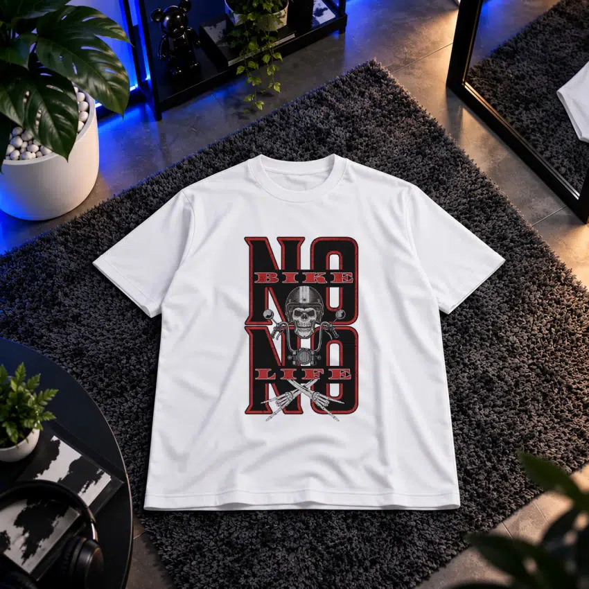 تیشرت موتورسواری طرح جمجمه No Bike No Life
