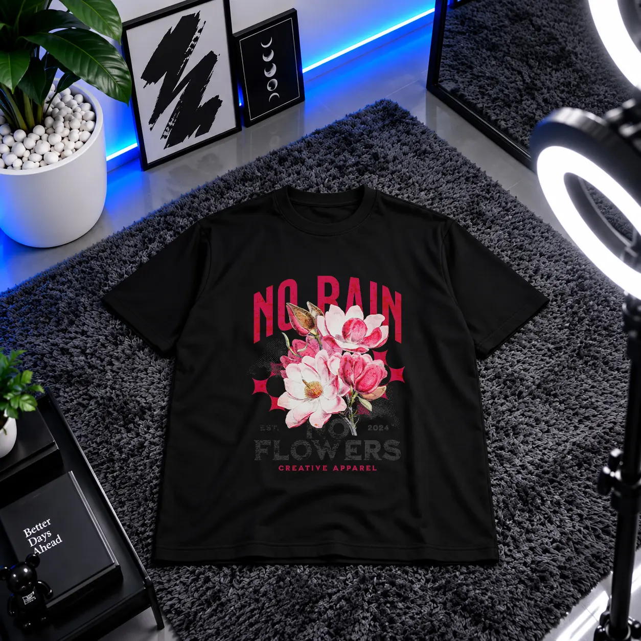 تیشرت گل طرح No Rain No Flowers کد 24851