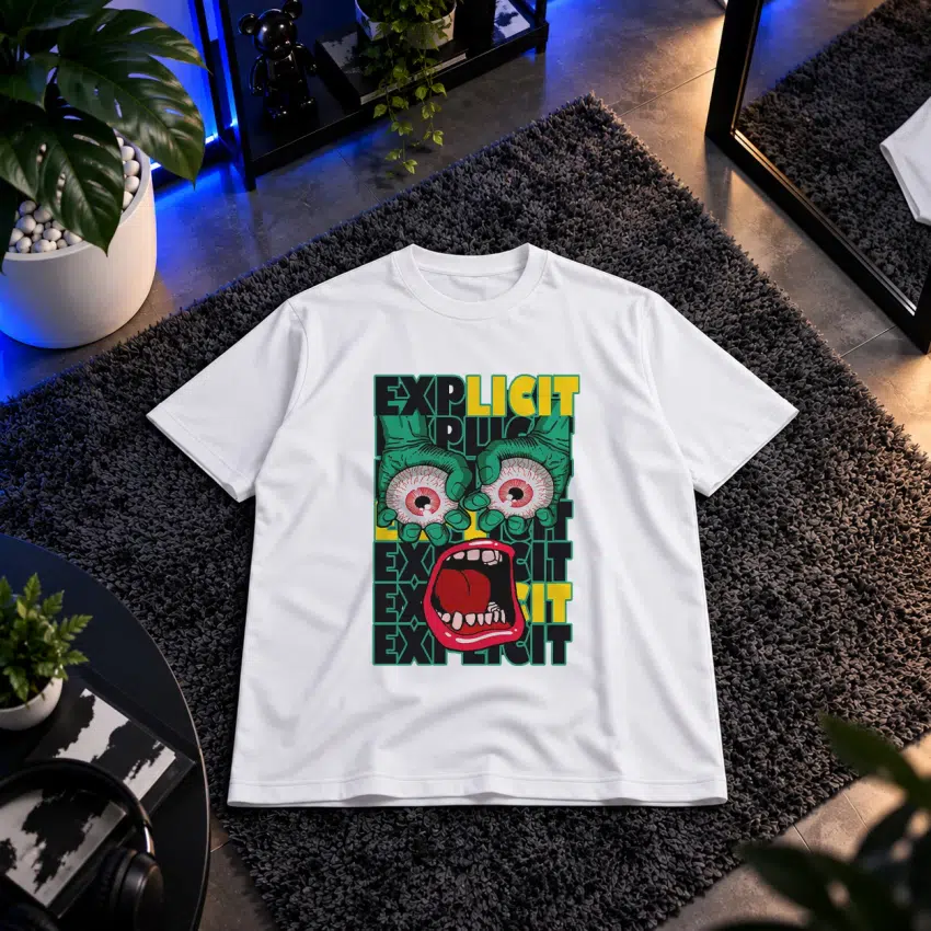 تیشرت گرافیتی طرح Explicit Content کارتونی