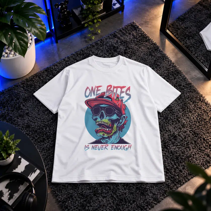 تیشرت جمجمه زامبی طرح One Bite Is Never Enough