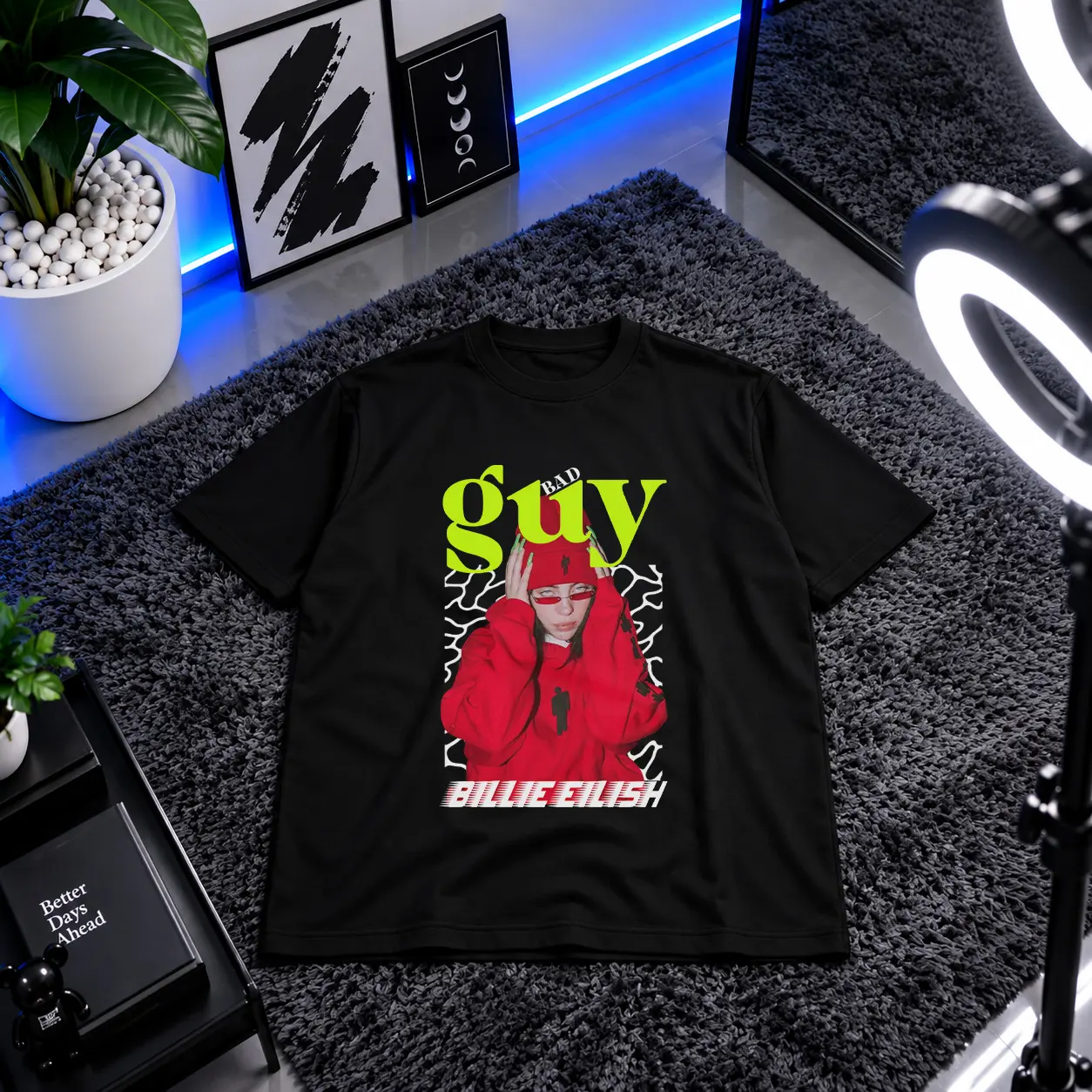 تیشرت بیلی آیلیش طرح Bad Guy قرمز (Billie Eilish) کد 25160