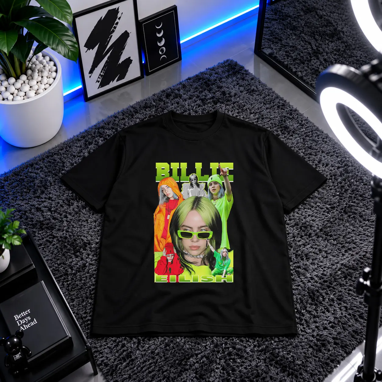 تیشرت بیلی آیلیش طرح عینک سبز (Billie Eilish) کد 25165