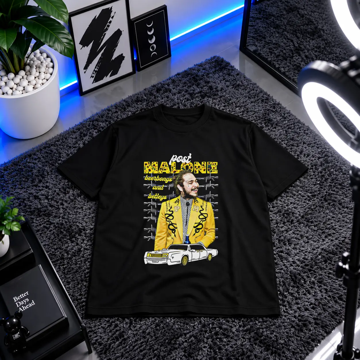 تیشرت پست مالون طرح کت زرد (Post Malone) کد 25184
