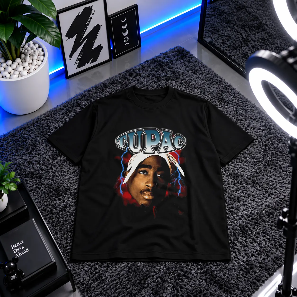 تیشرت توپاک طرح پرتره (Tupac Shakur) کد 25363