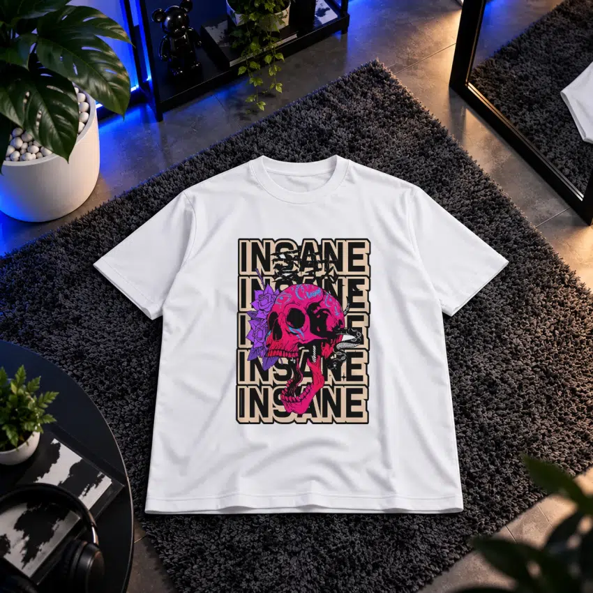 تیشرت جمجمه طرح تایپوگرافی Insane