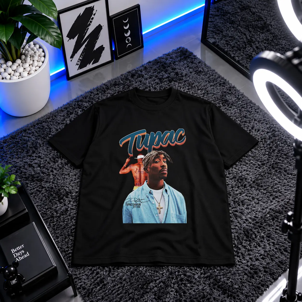 تیشرت توپاک شاکور طرح پرتره (Tupac Shakur) کد 25427