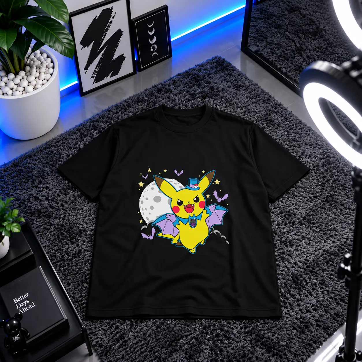تیشرت پوکمون طرح پیکاچو خفاشی هالووین (Pikachu) کد 25621