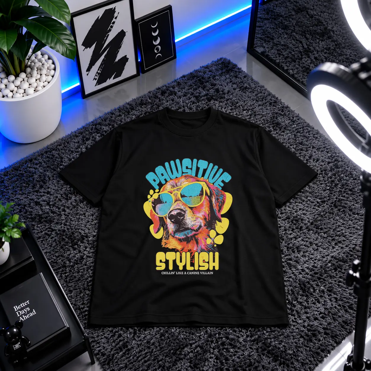 تیشرت سگ طرح Pawsitive Stylish کد 25734