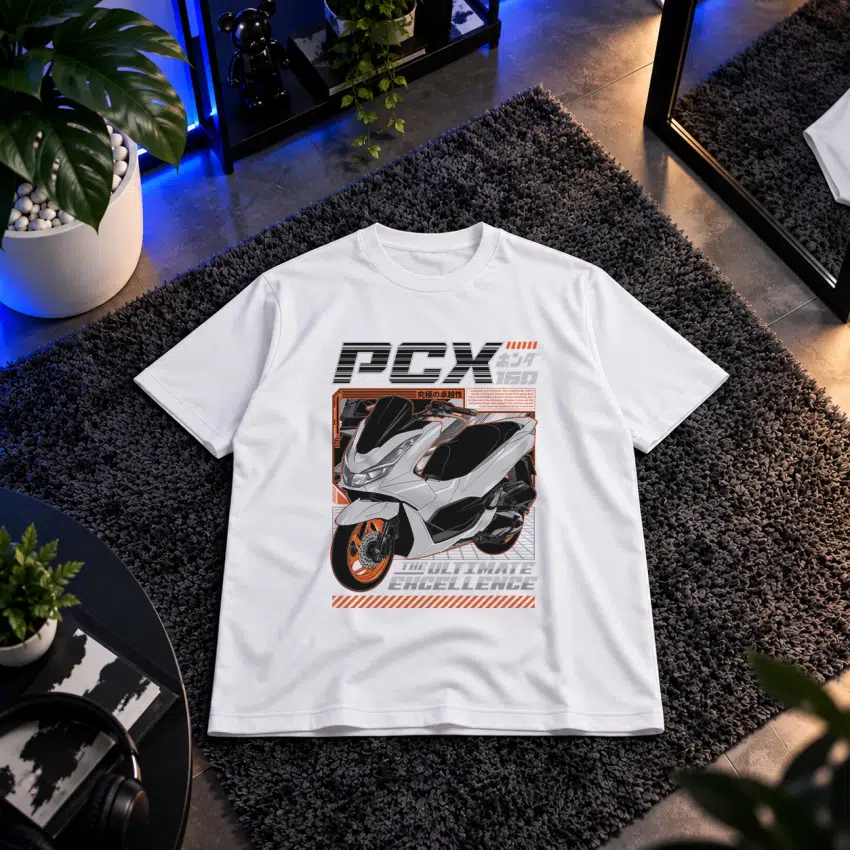 تیشرت اسکوتر هوندا PCX 160 طرح سفید و نارنجی