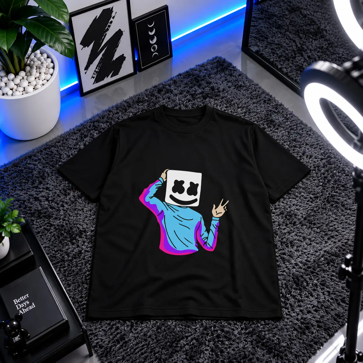تیشرت مارشملو طرح پرتره رنگی (Marshmello) کد 2592