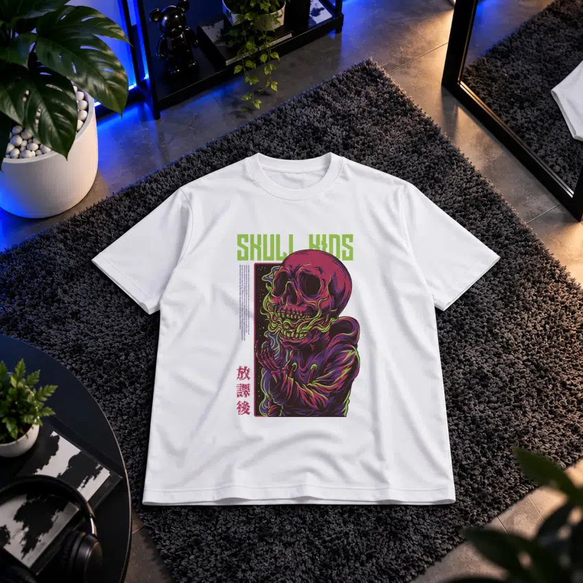 تیشرت جمجمه رنگی طرح Skull Wins