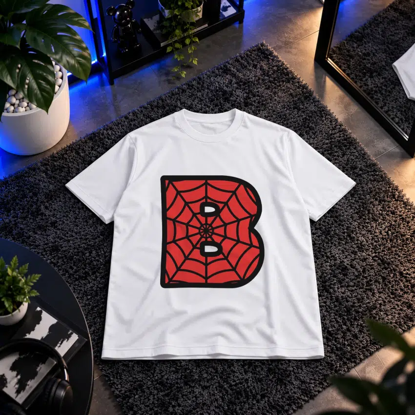 تیشرت مرد عنکبوتی طرح حرف B (Spider-Man Letter B) کد 26014