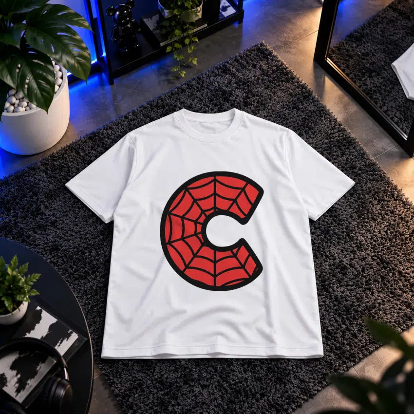 تیشرت مرد عنکبوتی طرح حرف C (Spider-Man Letter C)