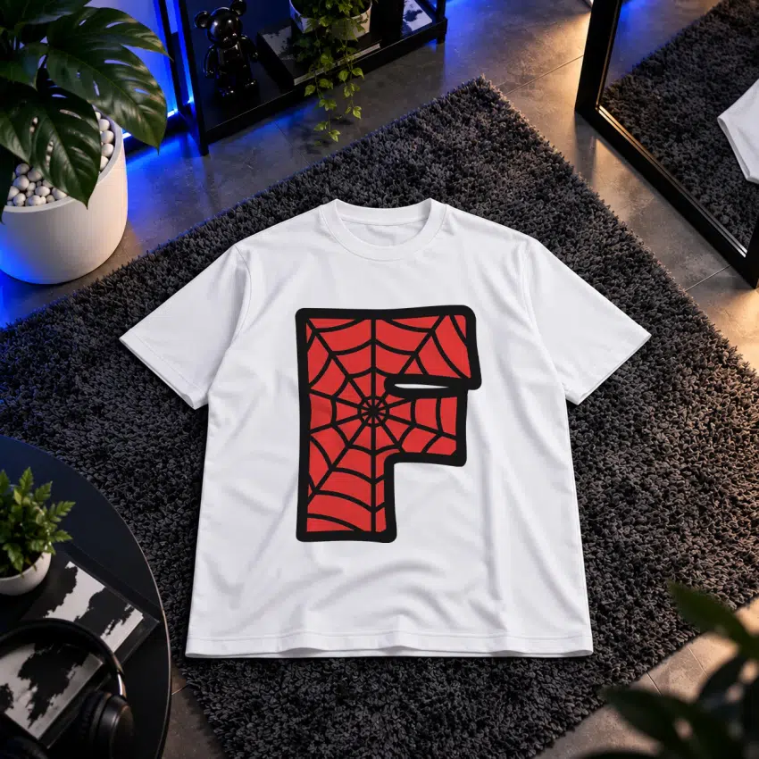 تیشرت مرد عنکبوتی طرح حرف F (Spider-Man Letter F)