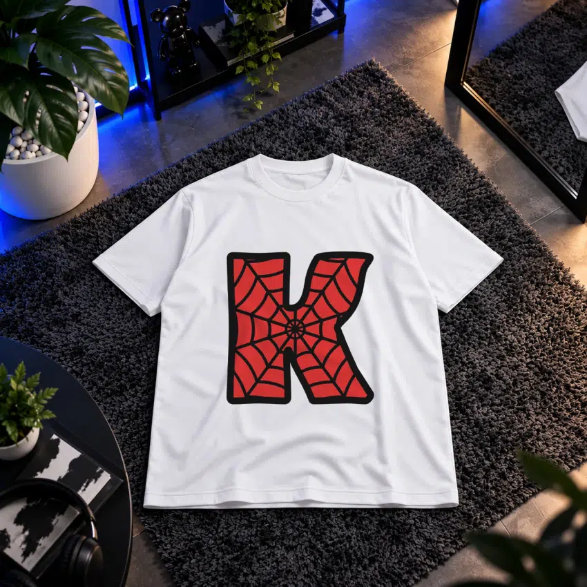 تیشرت مرد عنکبوتی طرح حرف K (Spider-Man Letter K)