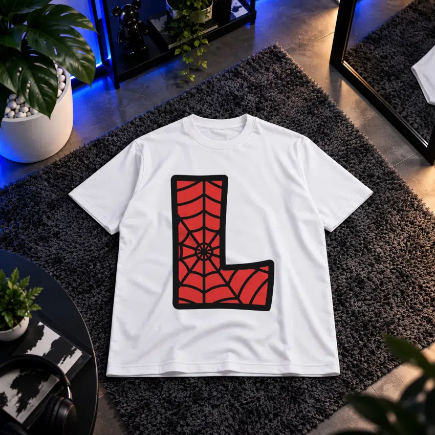 تیشرت مرد عنکبوتی طرح حرف L (Spider-Man Letter L)