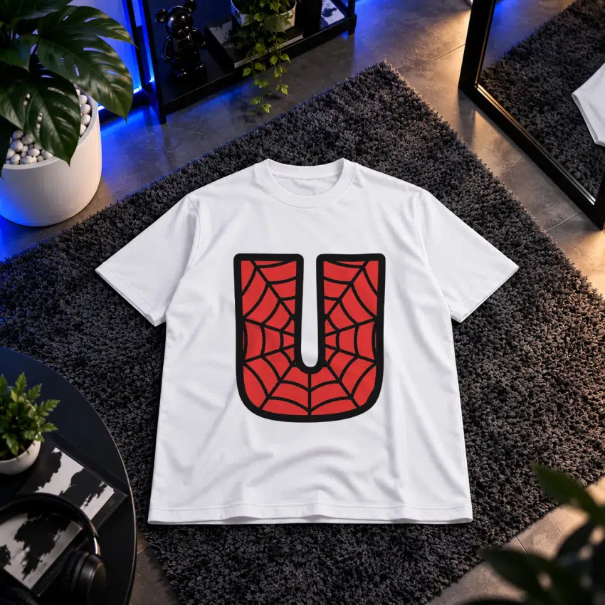تیشرت مرد عنکبوتی طرح حرف U (Spider-Man Letter U)