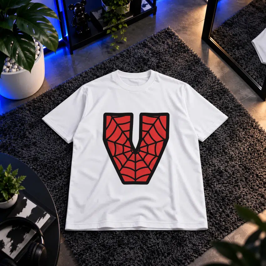 تیشرت مرد عنکبوتی طرح حرف V (Spider-Man Letter V)