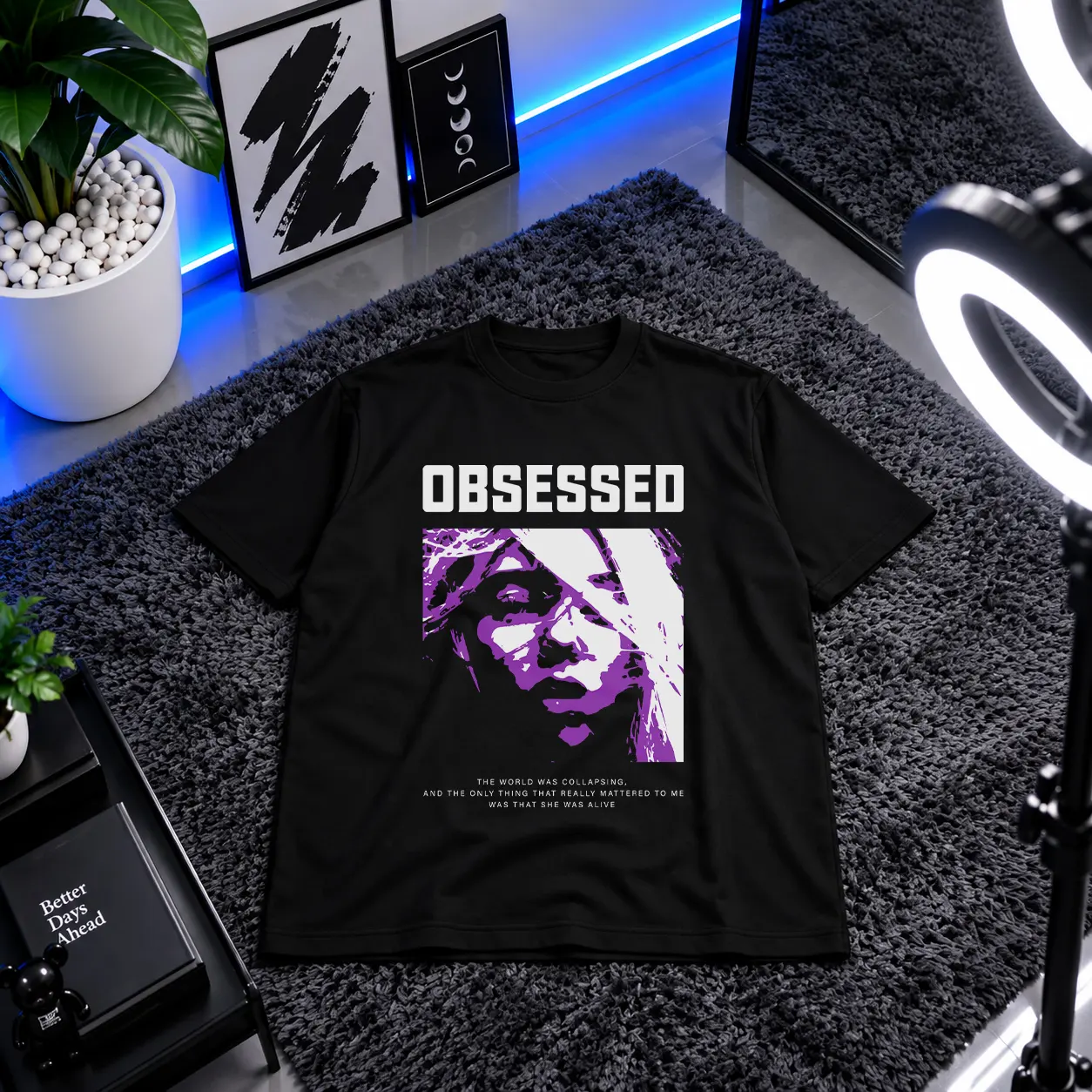 تیشرت پرتره و نوشته Obsessed کد 261