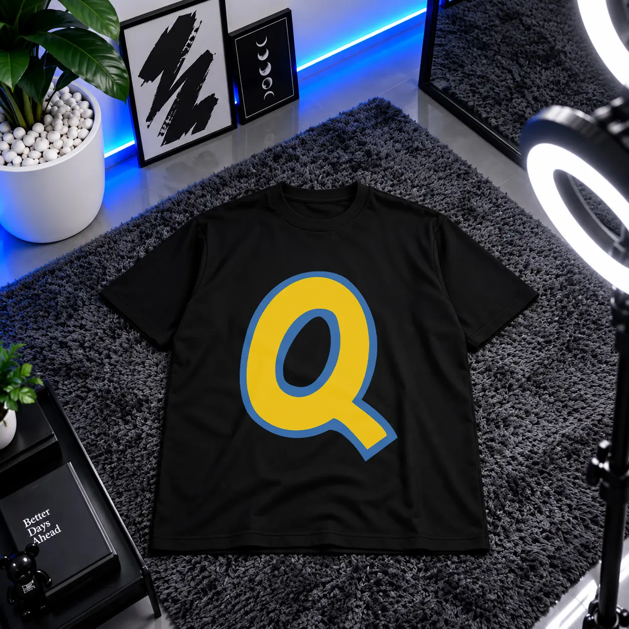 تیشرت طرح حرف Q کد 26241