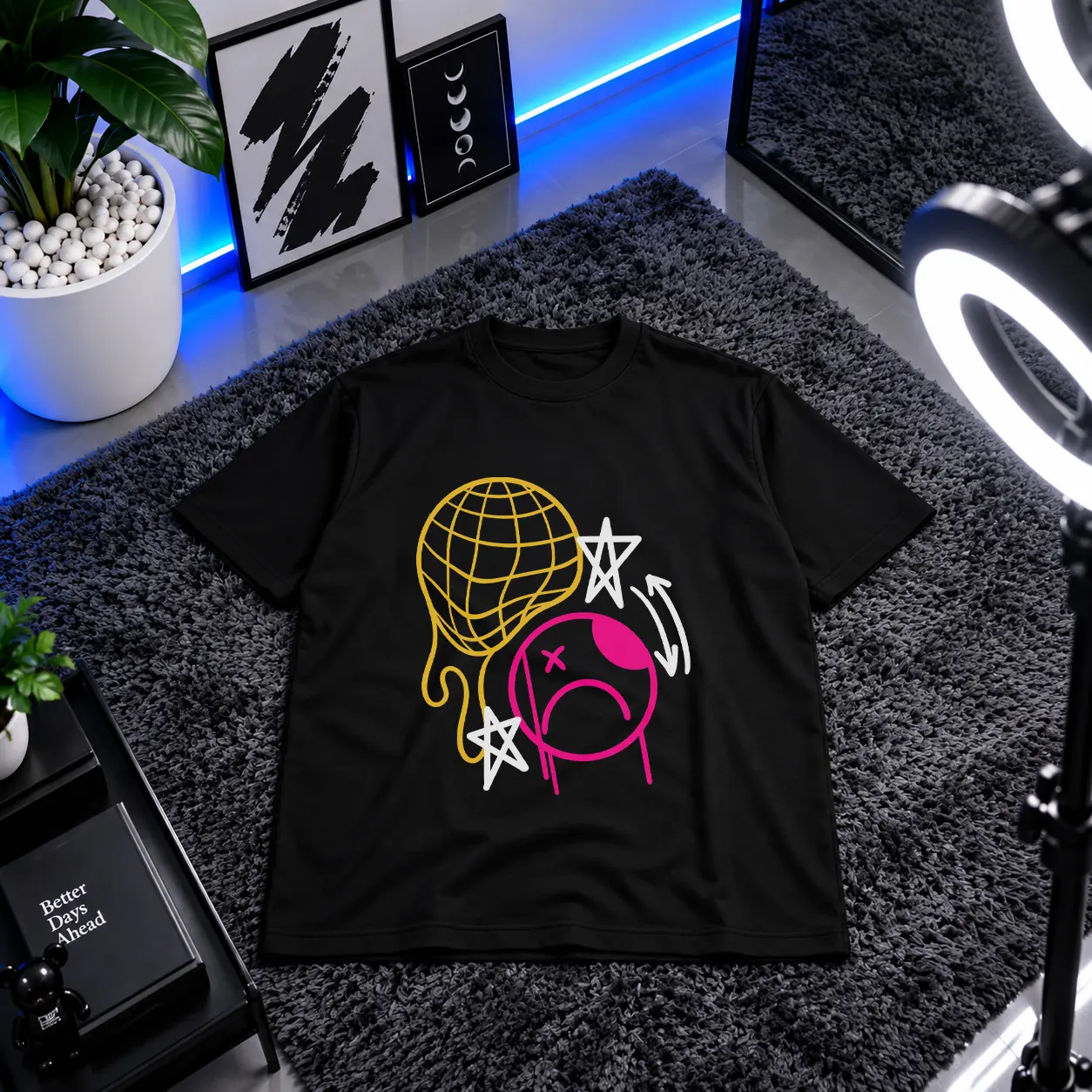 تیشرت گرافیتی طرح صورت ناراحت کد 26377