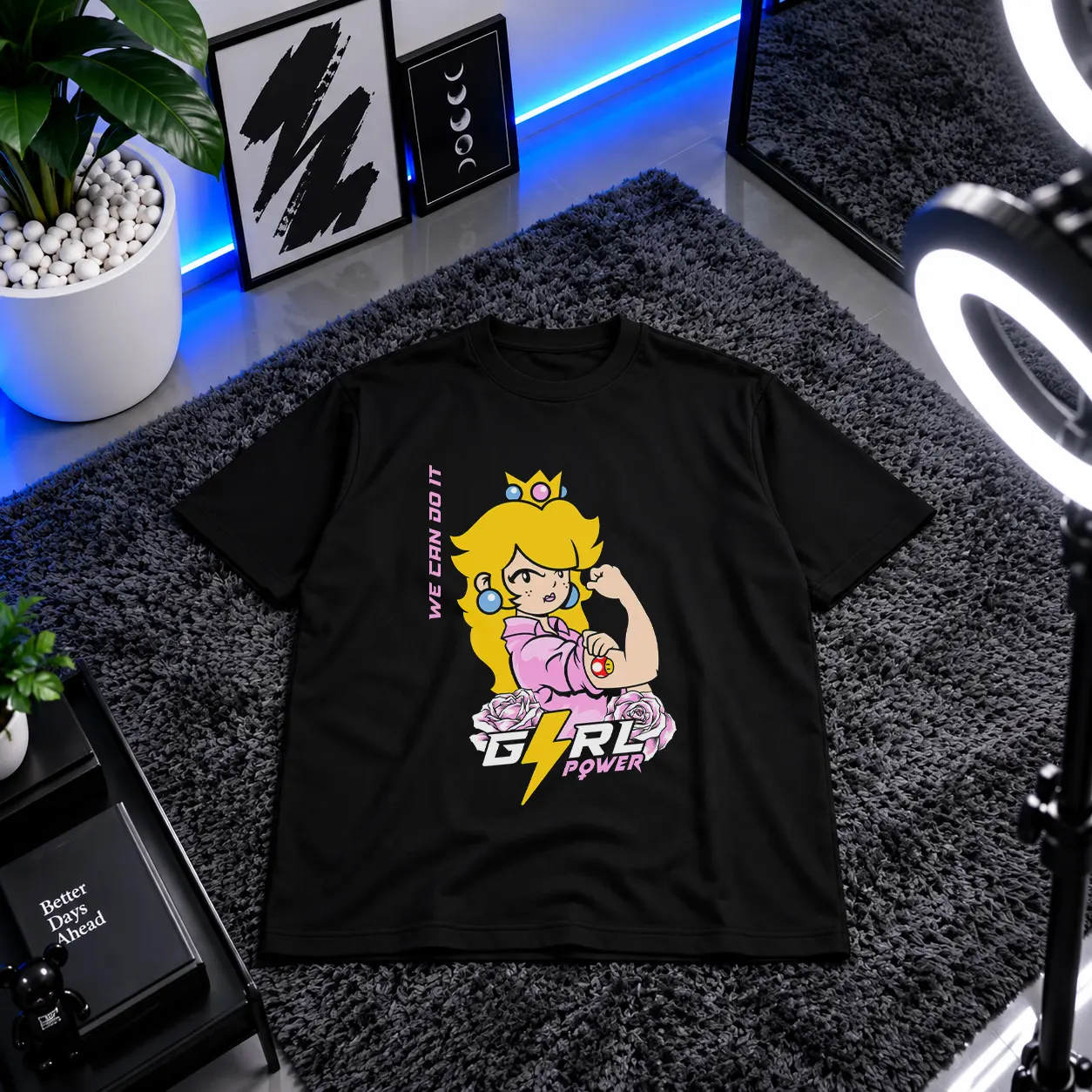 تیشرت سوپر ماریو طرح پرنسس پیچ Girl Power کد 26635