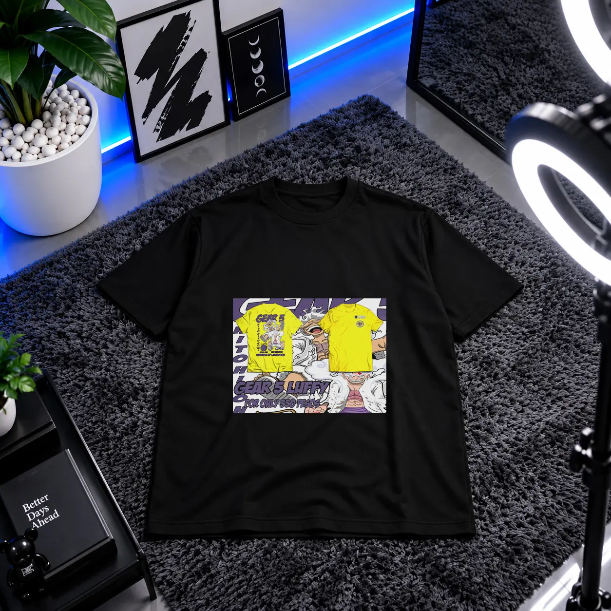 تیشرت انیمه وان پیس طرح لوفی گیر ۵ (Gear 5 Luffy) کد 27002