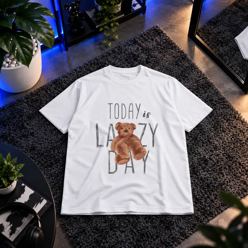تیشرت خرس عروسکی طرح Today is Lazy Day
