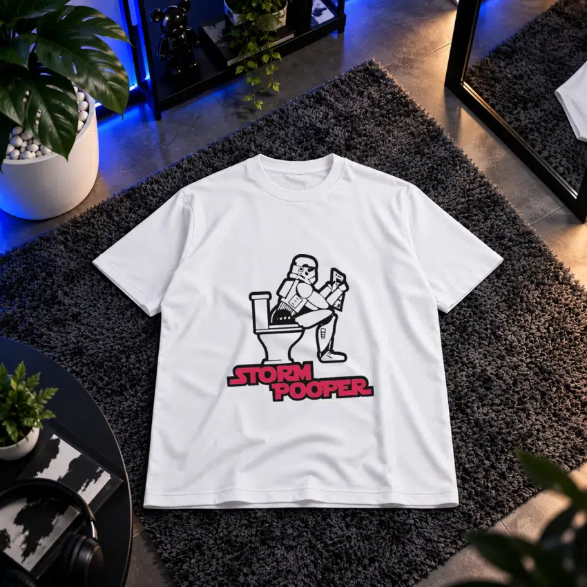تیشرت استورم‌تروپر روی توالت طرح Storm Pooper