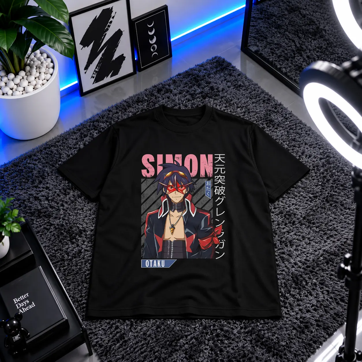تیشرت انیمه گورن لاگان طرح پرتره سیمون (Simon) کد 27555