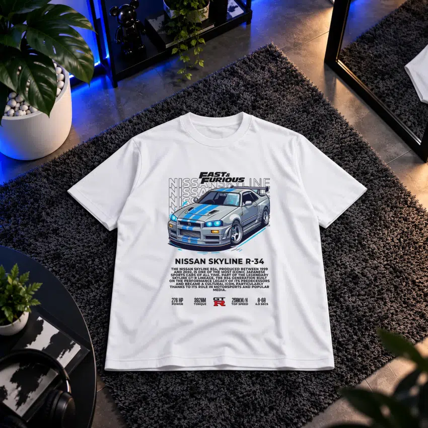 تیشرت نیسان اسکای‌لاین طرح Fast and Furious R-34