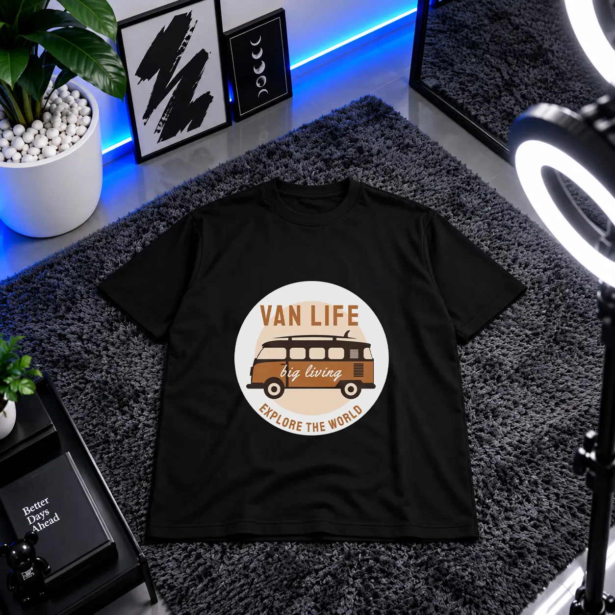 تیشرت ون لایف طرح سفر و کمپینگ (Van Life) کد 2814