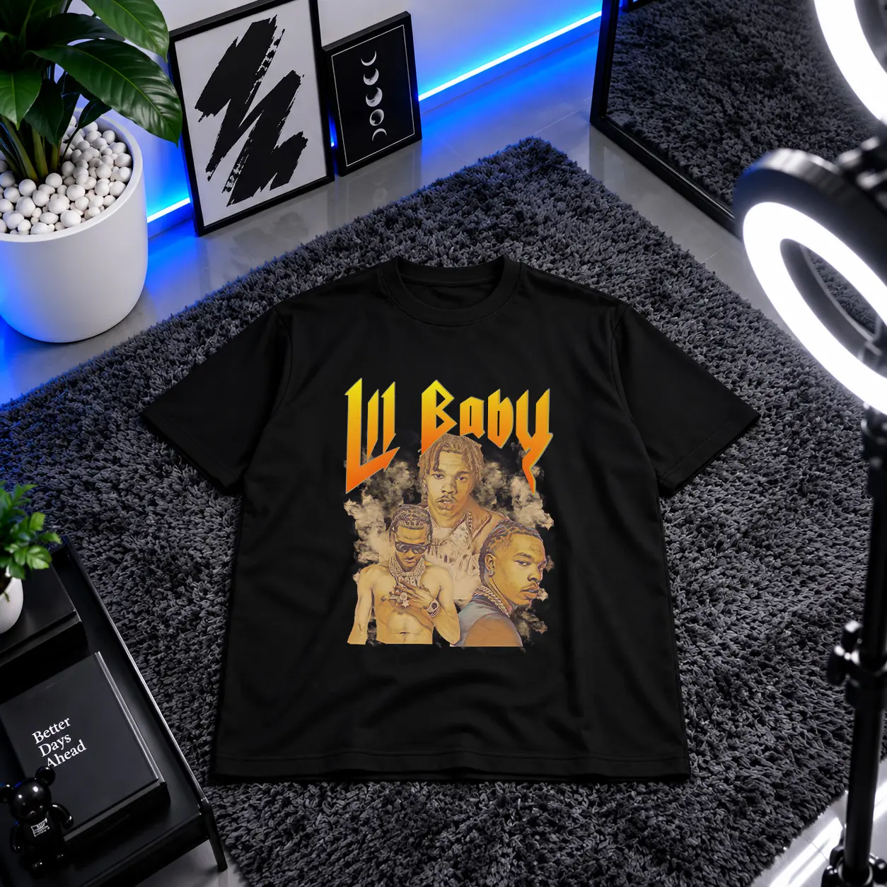 تیشرت لیل بیبی طرح پرتره (Lil Baby) کد 28271