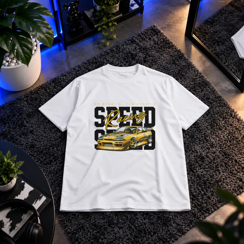 تیشرت ماشین اسپرت طرح Racing Gold Speed