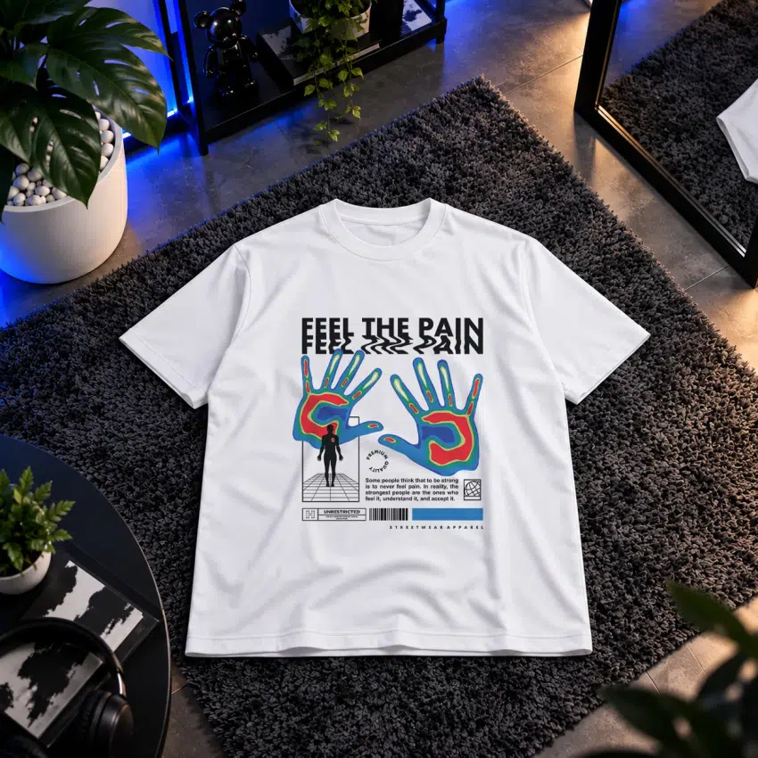 تیشرت طرح دست‌های رنگی Feel the Pain