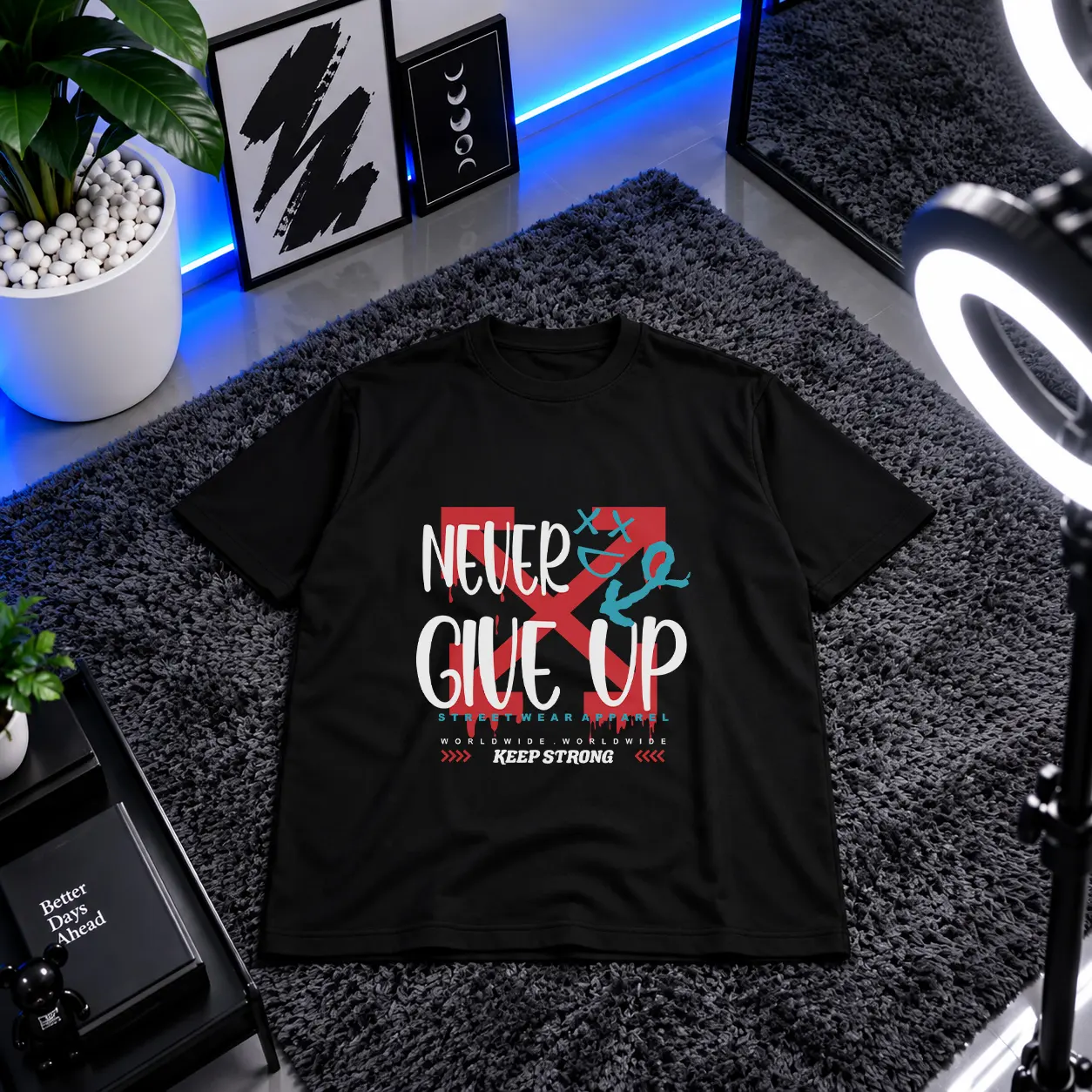 تیشرت تایپوگرافی Never Give Up Keep Strong کد 28782