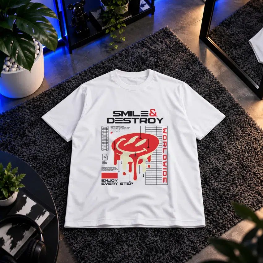 تیشرت طرح Smile and Destroy