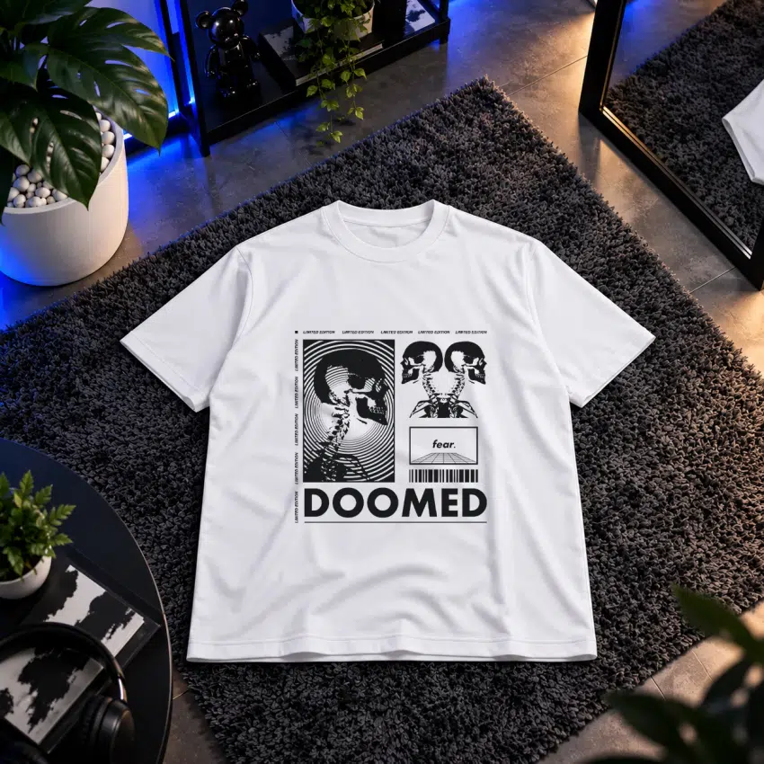 تیشرت طرح جمجمه‌های Doomed