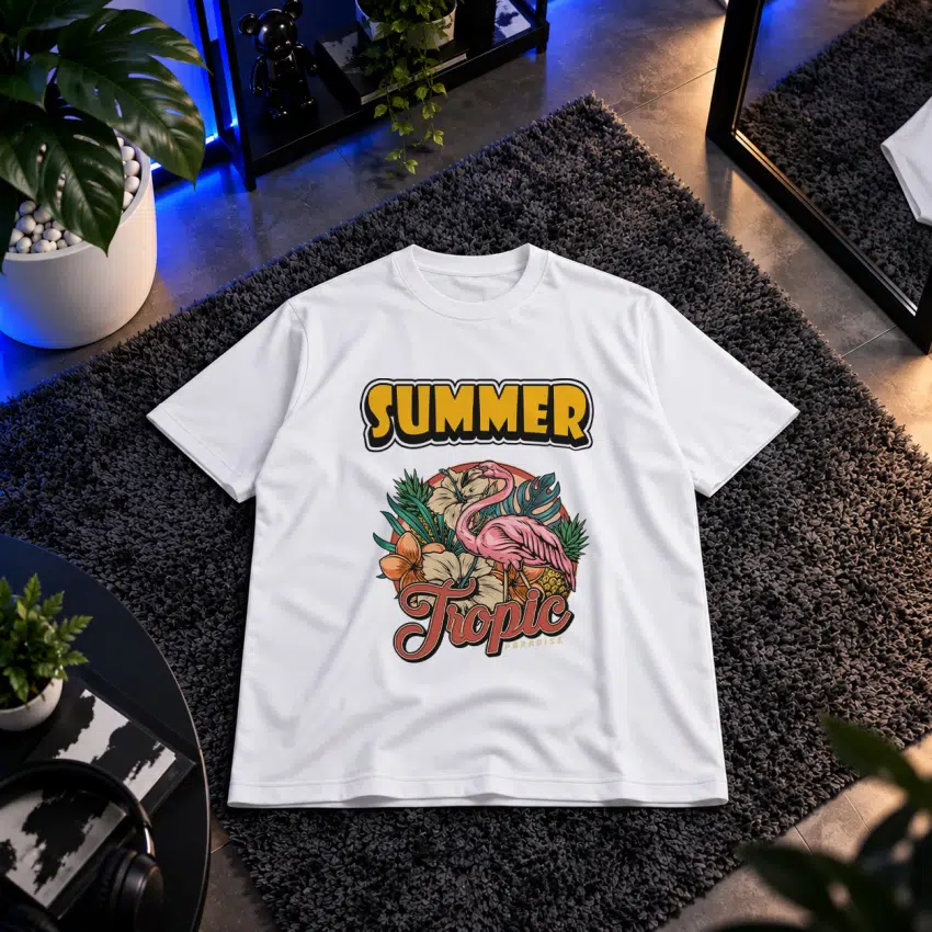 تیشرت طرح فلامینگو Summer Tropic