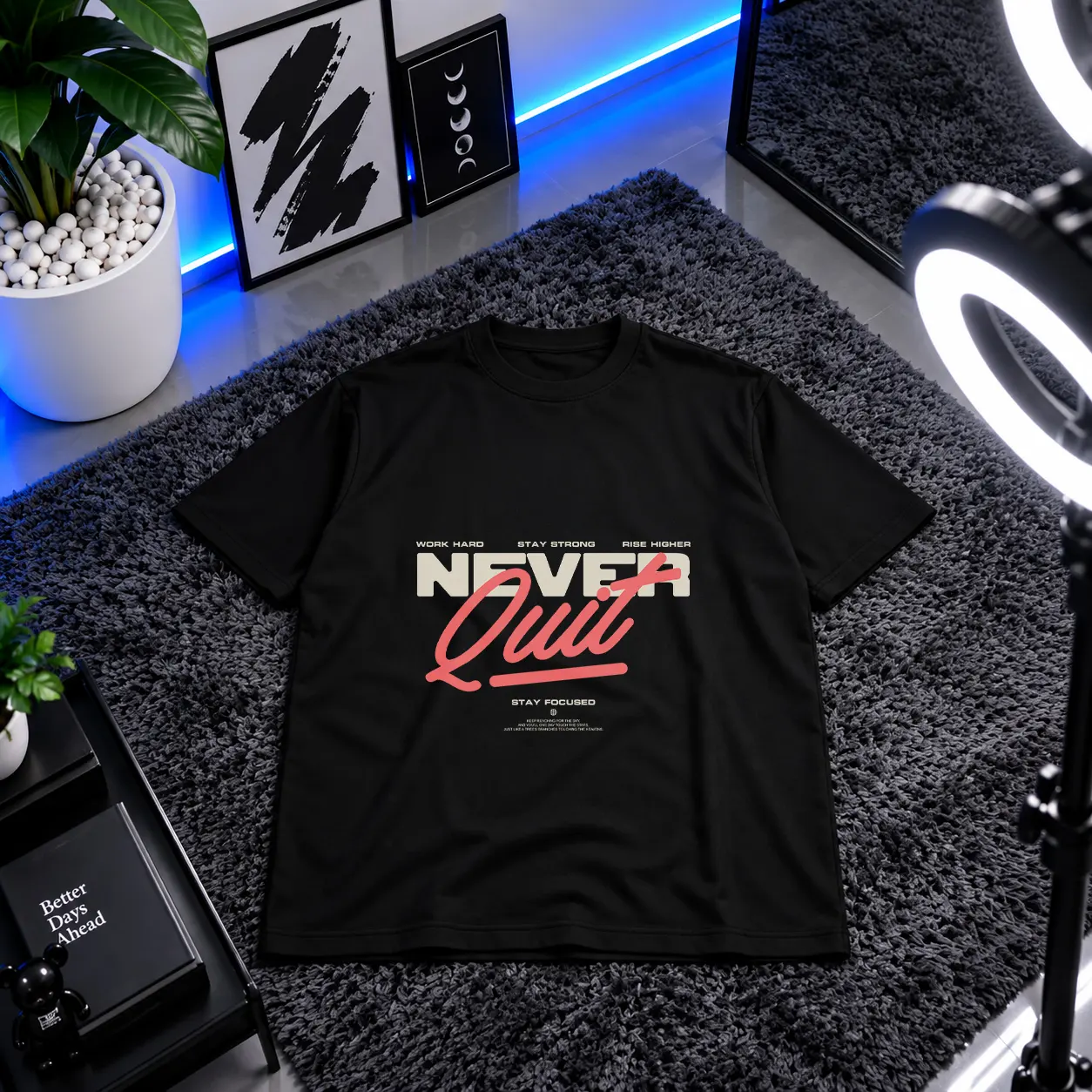 تیشرت انگیزشی طرح Never Quit کد 2920