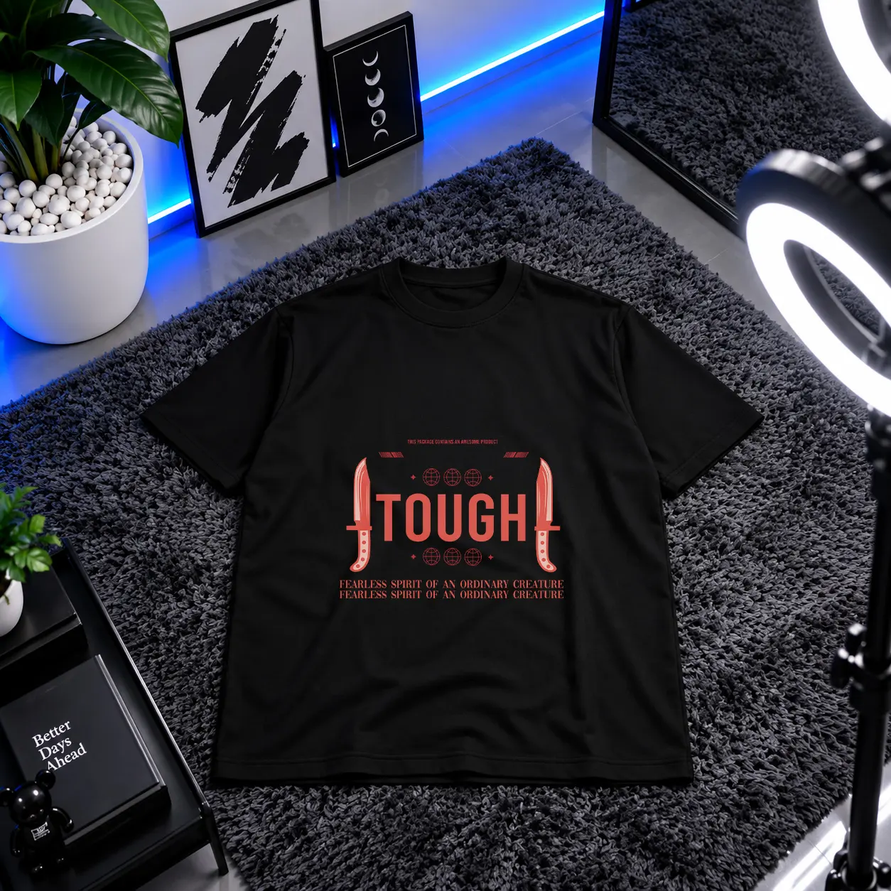 تیشرت تایپوگرافی Tough طرح چاقو کد 29672